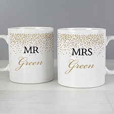 Personalised Gold Confetti Mug Set Delivery to UK
